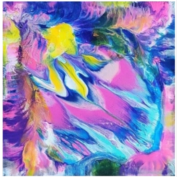 Hand Crafted Abstract Design 12x12 Inches Canvas Picture - Picture 4 of 4